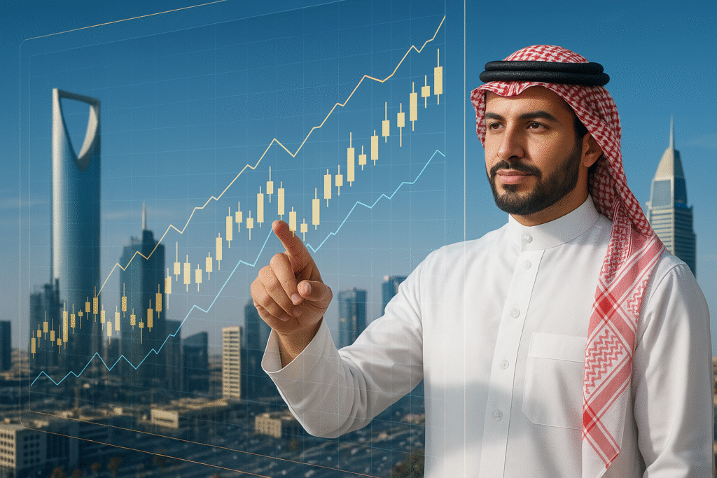 الصفحة الرئيسية 20250901 1811 saudi businessman analyzing stocks simple compose 01k42x7spxf18a80fvde4rv6ev (1)